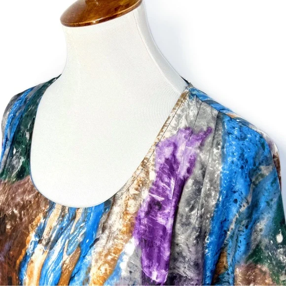 Urban Outfitters Colorful Blue Gray Purple Marbled Short Sleeve Mini Dress - Picture 6 of 11